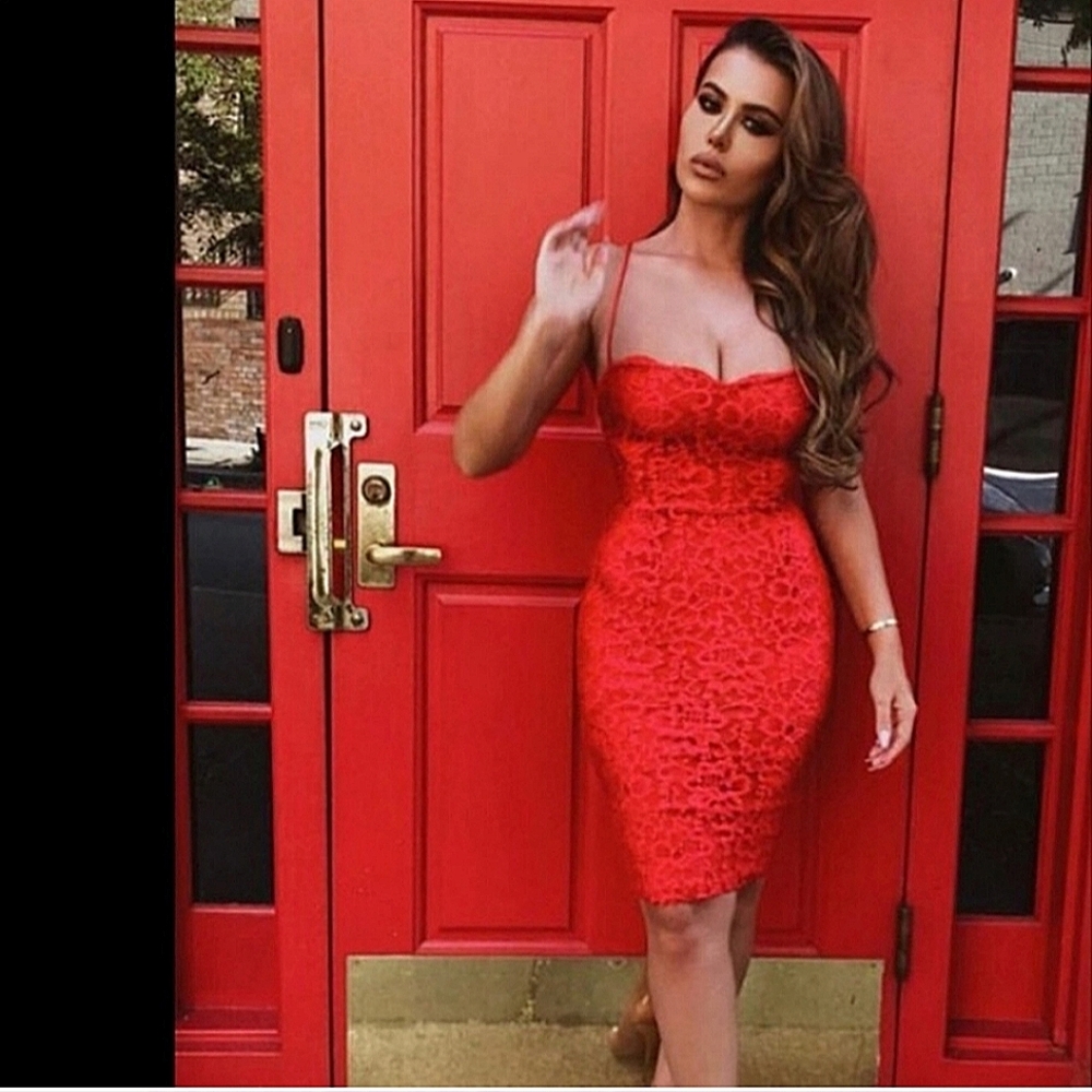 Valentine's White fox red lace dress